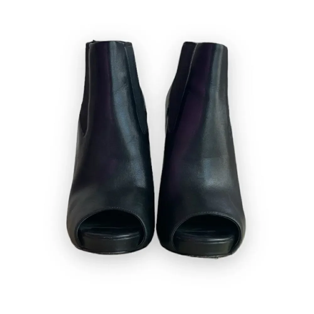 ASH | Amber Black Leather Stiletto Open-Toe Booties (5.5)